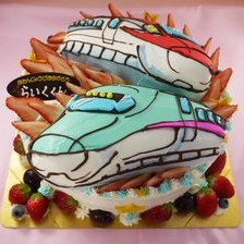 【店頭受取】新幹線（２体）の立体ケーキを作りました