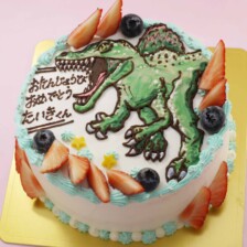 【店頭受取】スピノサウルスのイラストケーキを作りました
