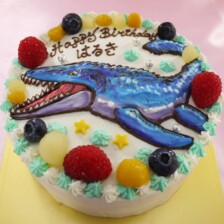 【全国配送】モササウルスのイラストケーキをお作りしました