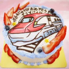 【店頭受取】新幹線のイラストケーキを作りました