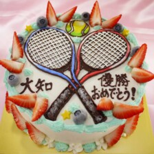 【店頭受取】テニスラケットのイラストケーキを作りました