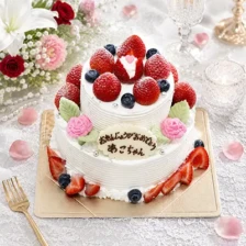 【２段ケーキ】２段ケーキ　下5号上3号（15㎝/9㎝・約5～7人用）￥6,700（税込）～