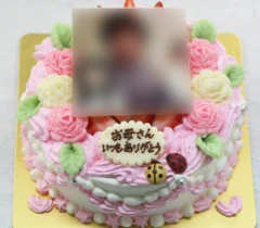お花畑の写真ケーキ　4号（12㎝・約2～3人用）￥4,500（税込）～