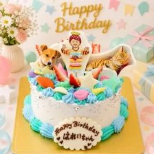 貝殻と星のとびだす立体写真ケーキ　4号（12㎝・約2～3人用）￥5,500（税込）～