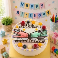 【全国配送】（乗り物）新幹線の連結のイラストケーキ