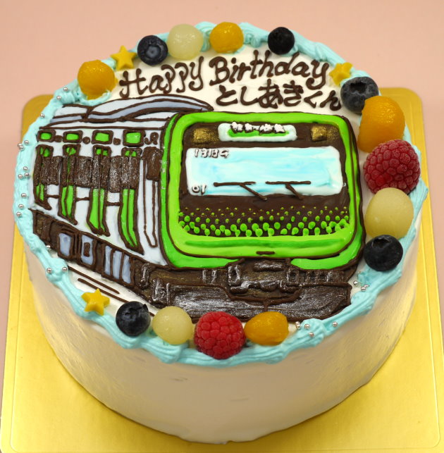 電車のイラストケーキ