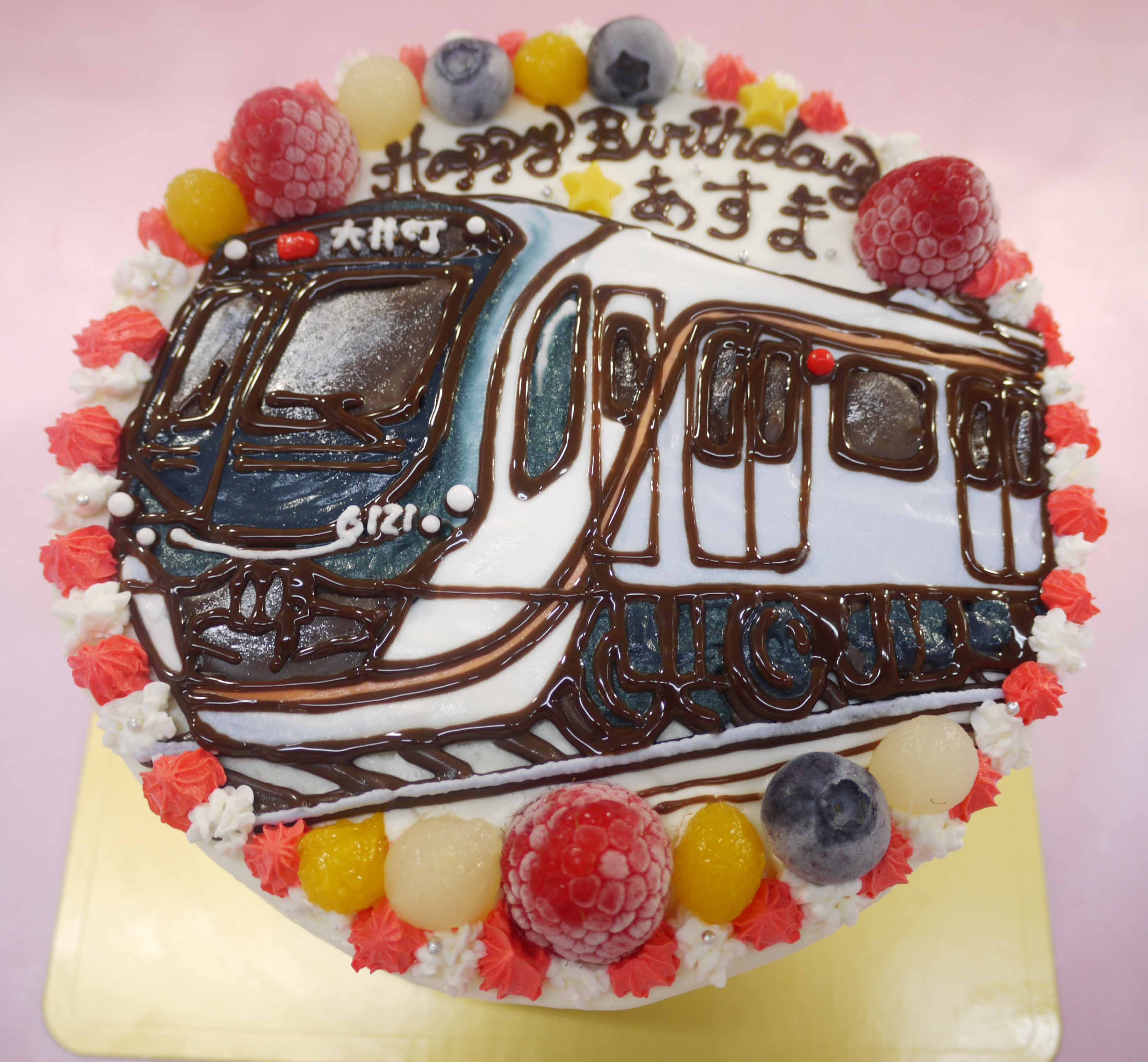 電車のイラストケーキ