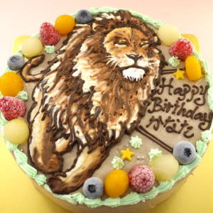 全国配送可能なライオンのイラストケーキ