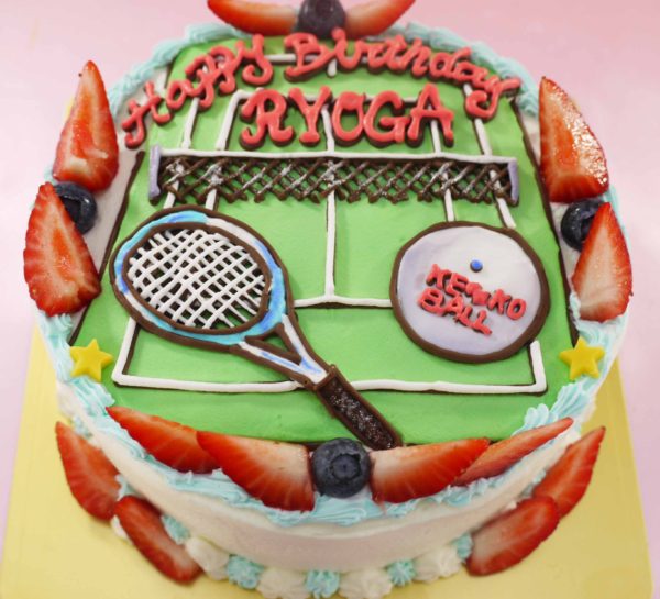 ソフトテニスのイラストケーキ