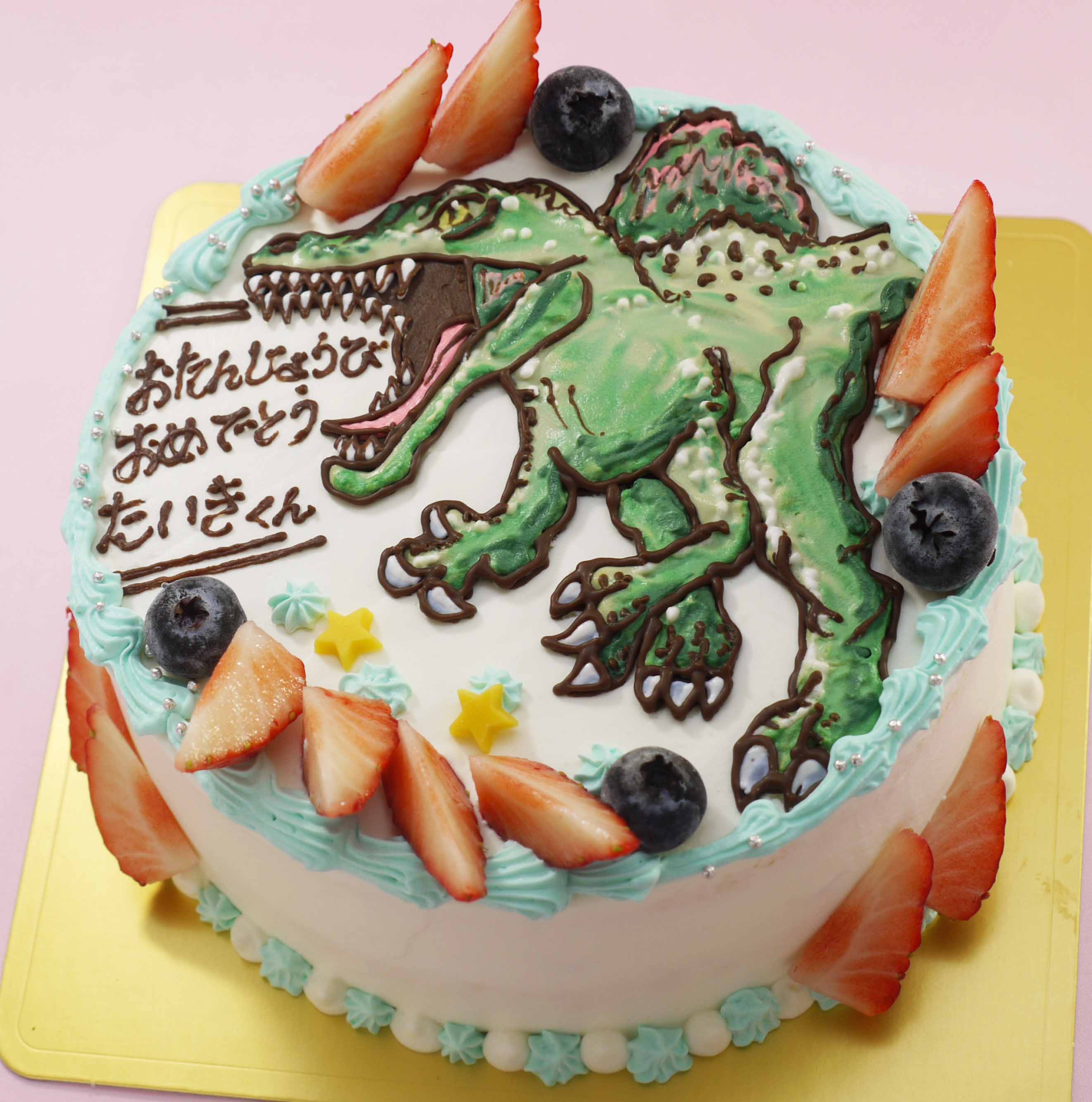 スピノサウルスのイラストケーキ