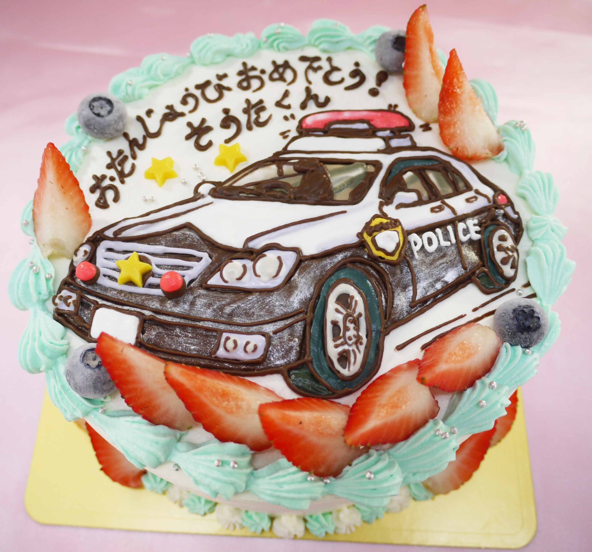 パトカーのイラストケーキ