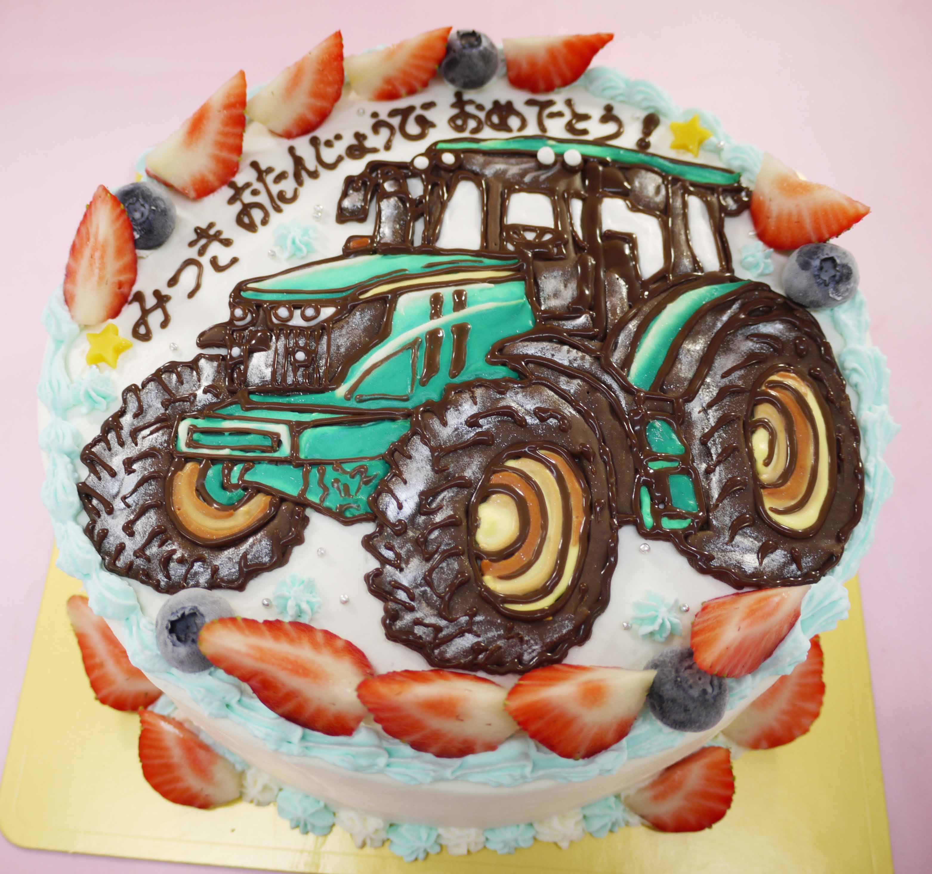 トラクターのイラストケーキ