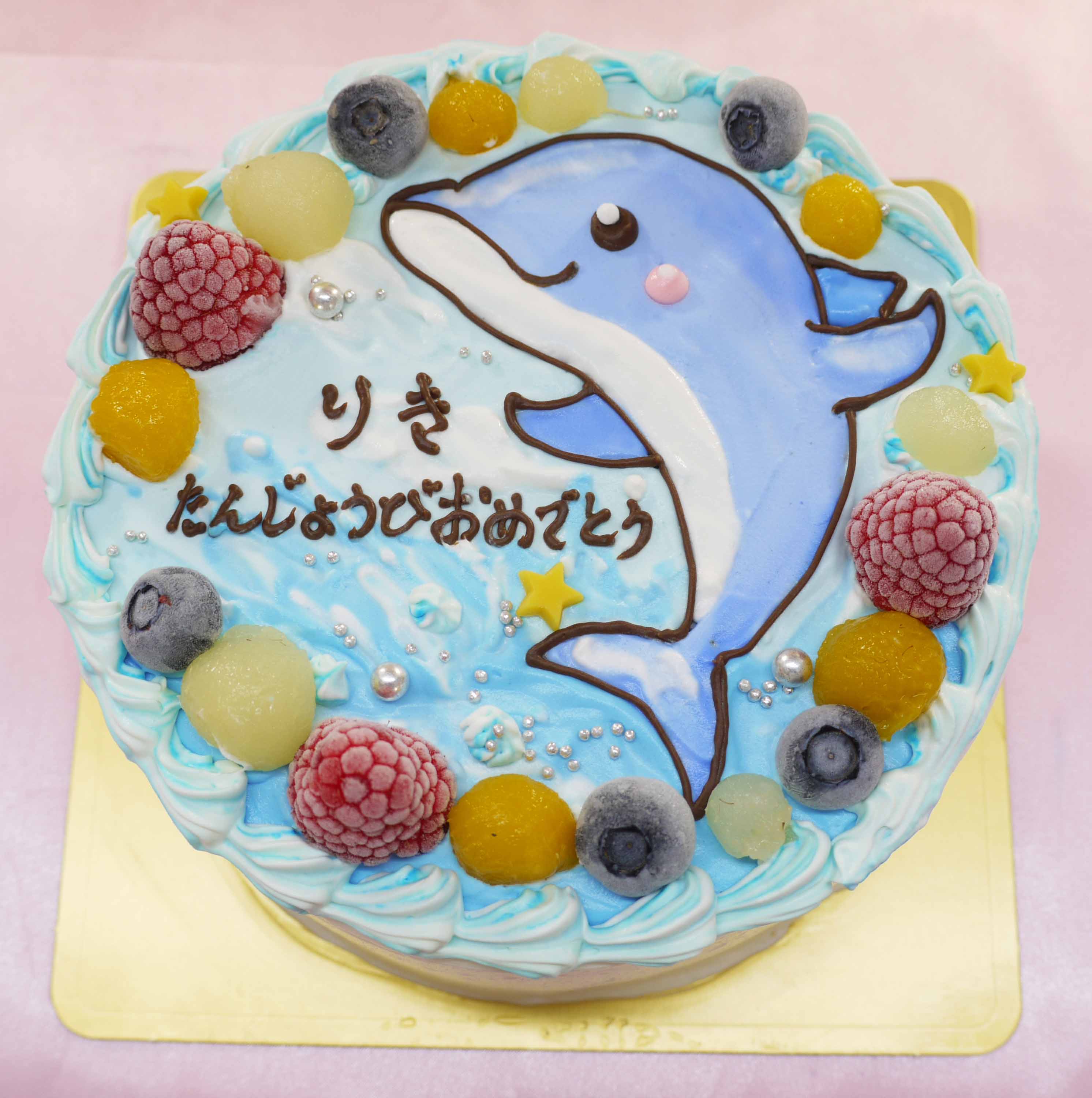 イルカのイラストケーキ