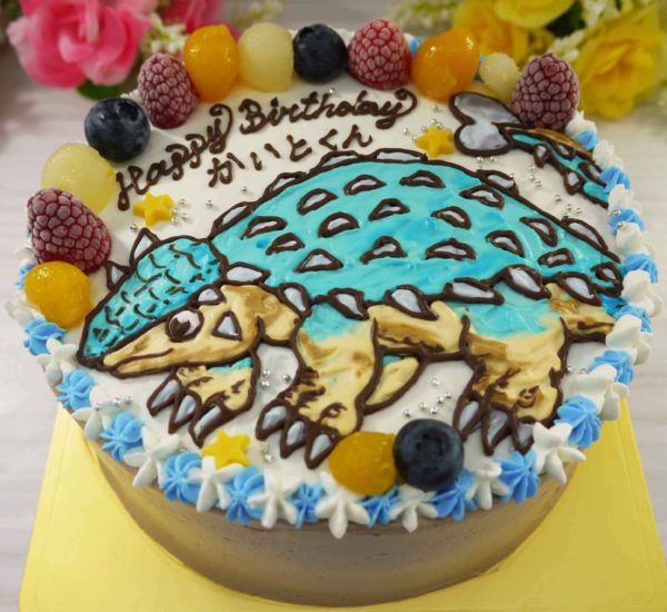 アンキロサウルスのイラストケーキ
