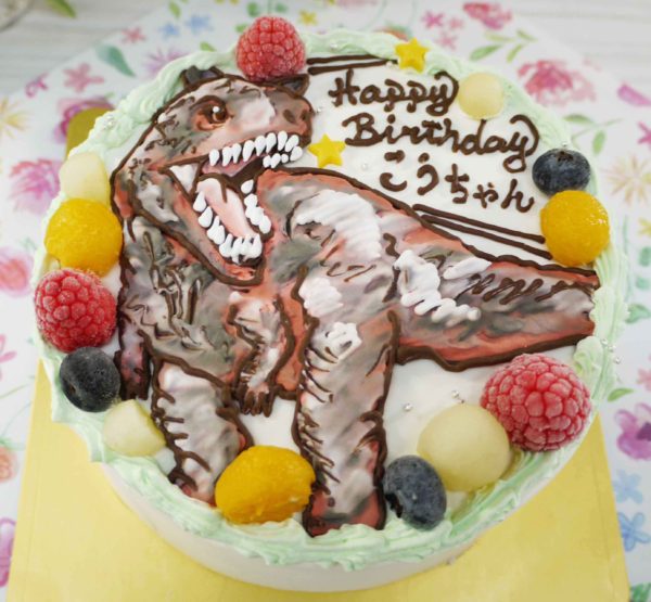 カルタノサウルスのイラストケーキ