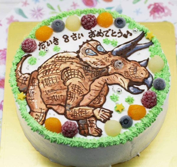 トリケラトプスのイラストケーキ