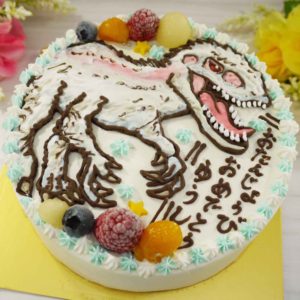 全国配送可能なインドミナスレックスのイラストケーキ