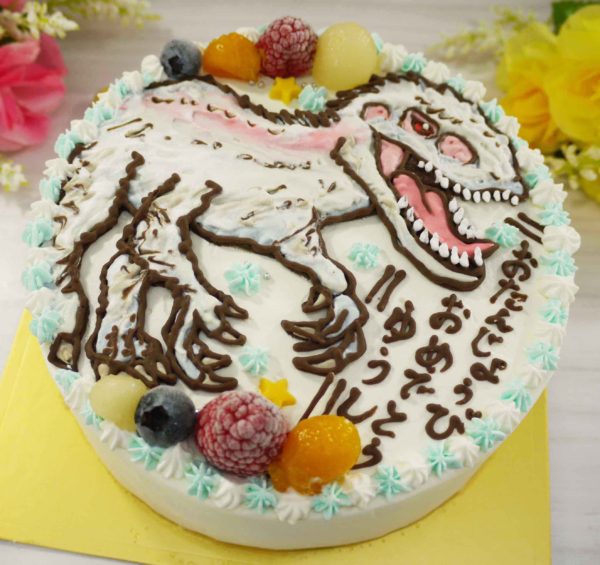 インドミナスレックスのイラストケーキ