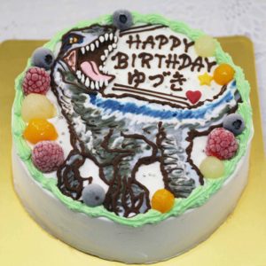 全国配送可能なラプトルのイラストケーキ