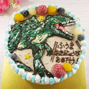 全国配送可能なギガノトサウルスのイラストケーキ
