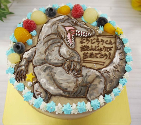 コモドドラゴンのイラストケーキ