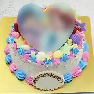 貝殻と星の装飾の写真ケーキ【全１種】