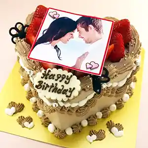 ハートアニバーサリー（チョコクリーム）写真付　4号（12㎝・約2～3人用）￥4,400（税込）～