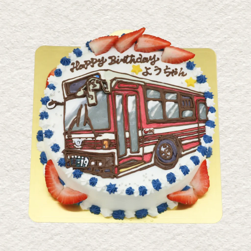 バスのイラストケーキ