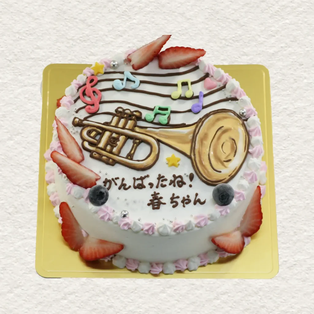 トランペットのイラストケーキ
