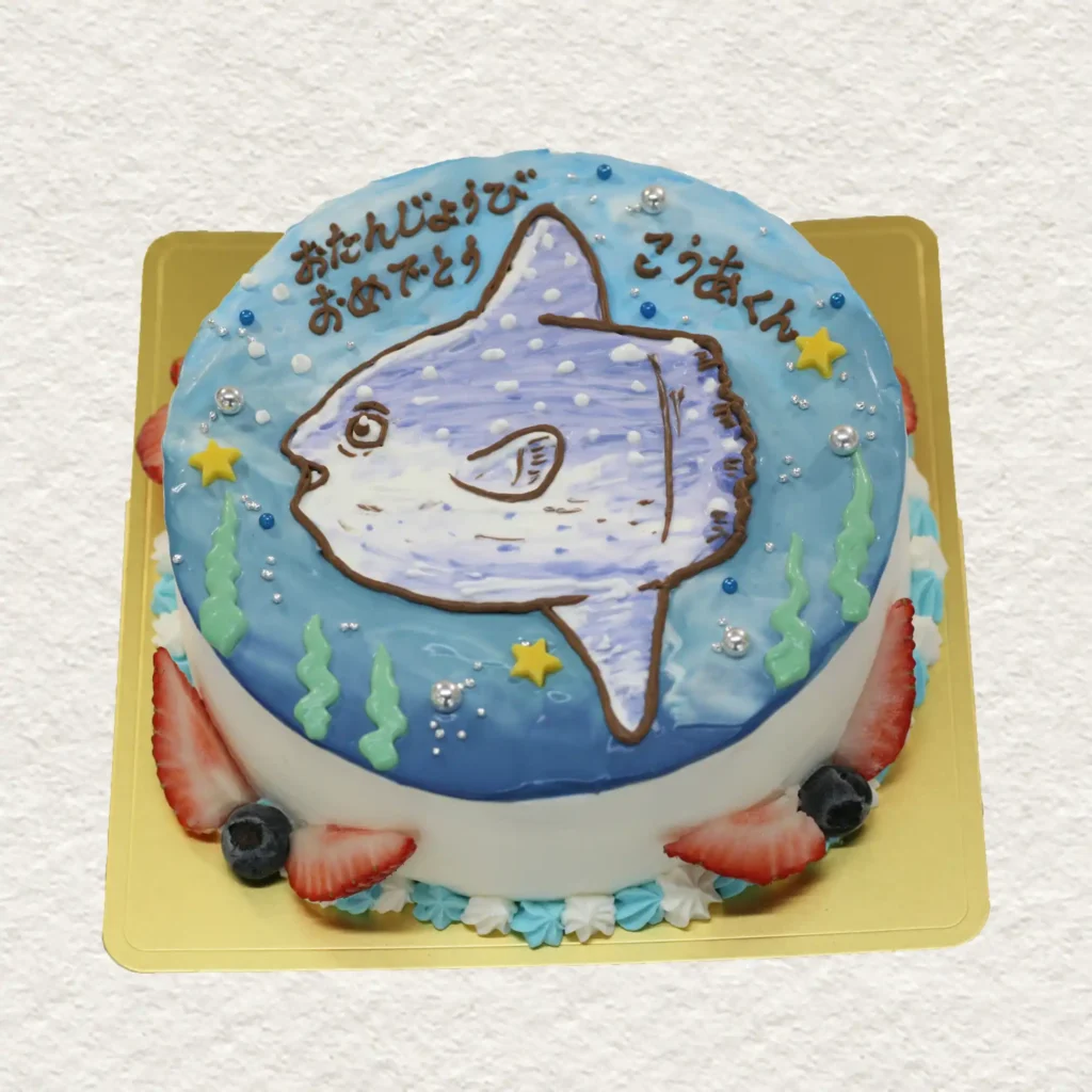 マンボウのイラストケーキ