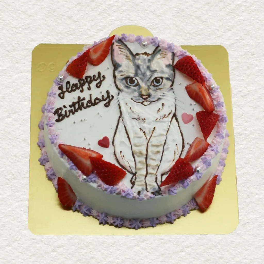 ねこのイラストケーキ