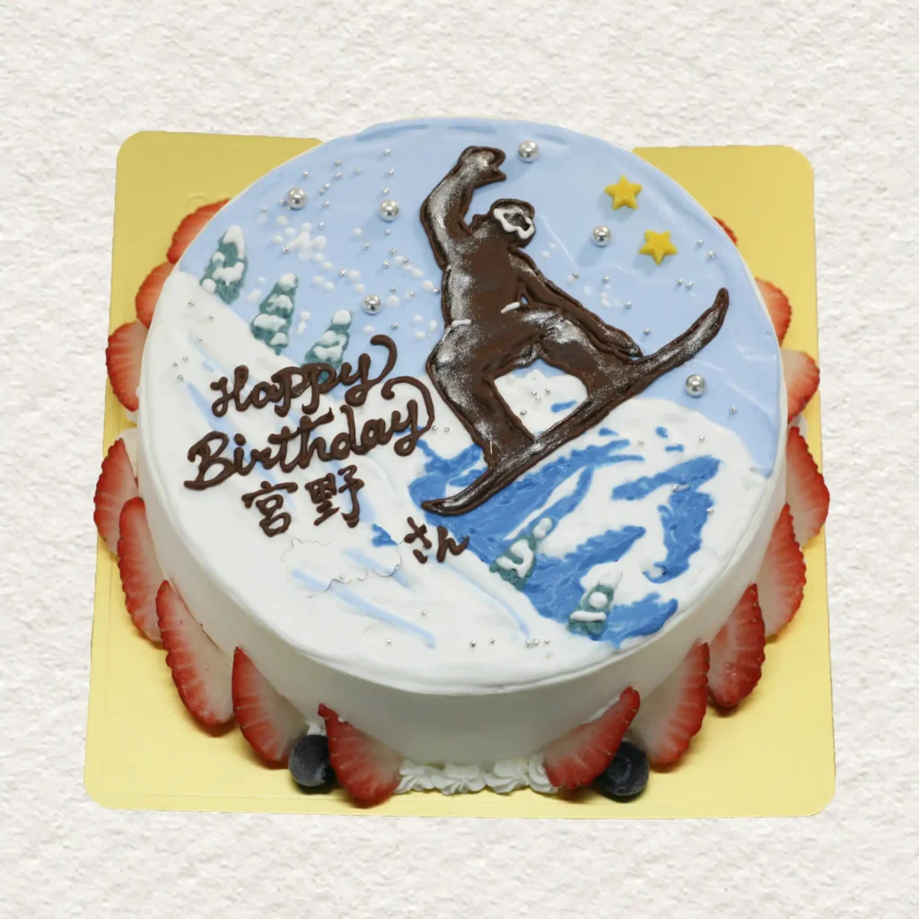 スノーボードのイラストケーキ