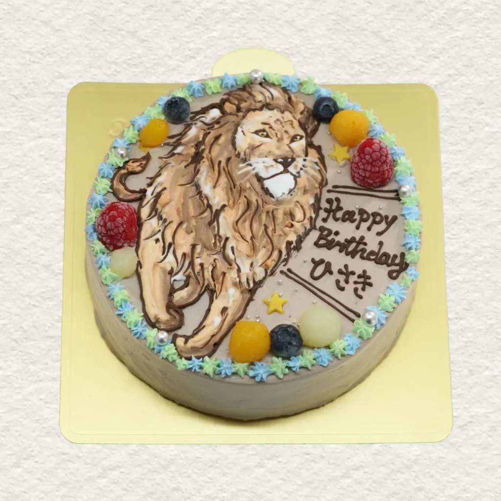 ライオンのイラストケーキ