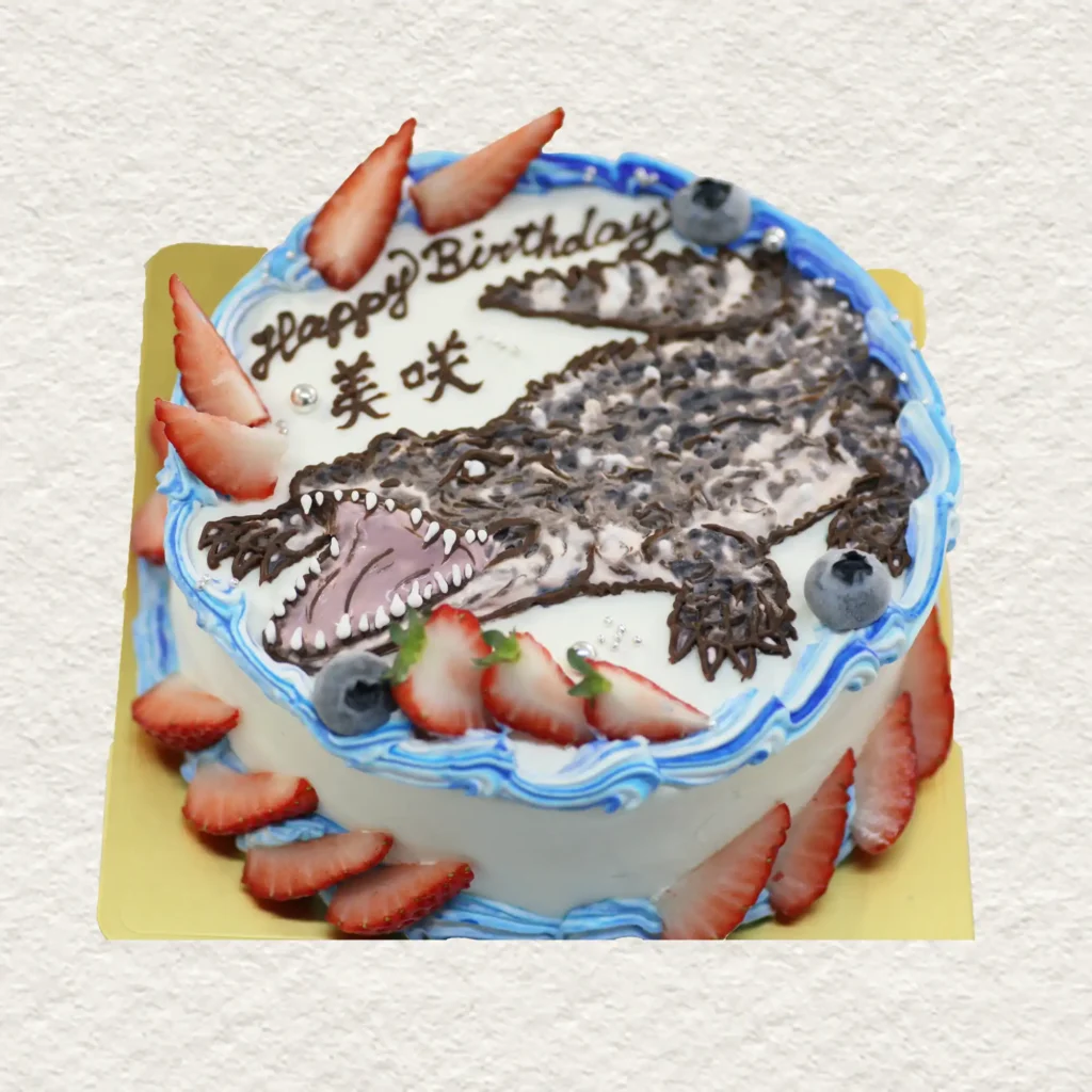 ワニのイラストケーキ