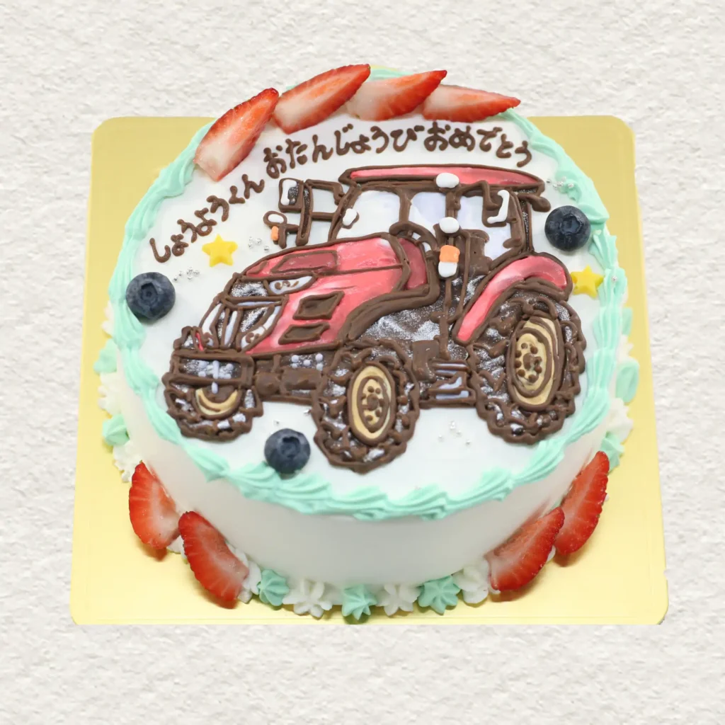 トラクターのイラストケーキ