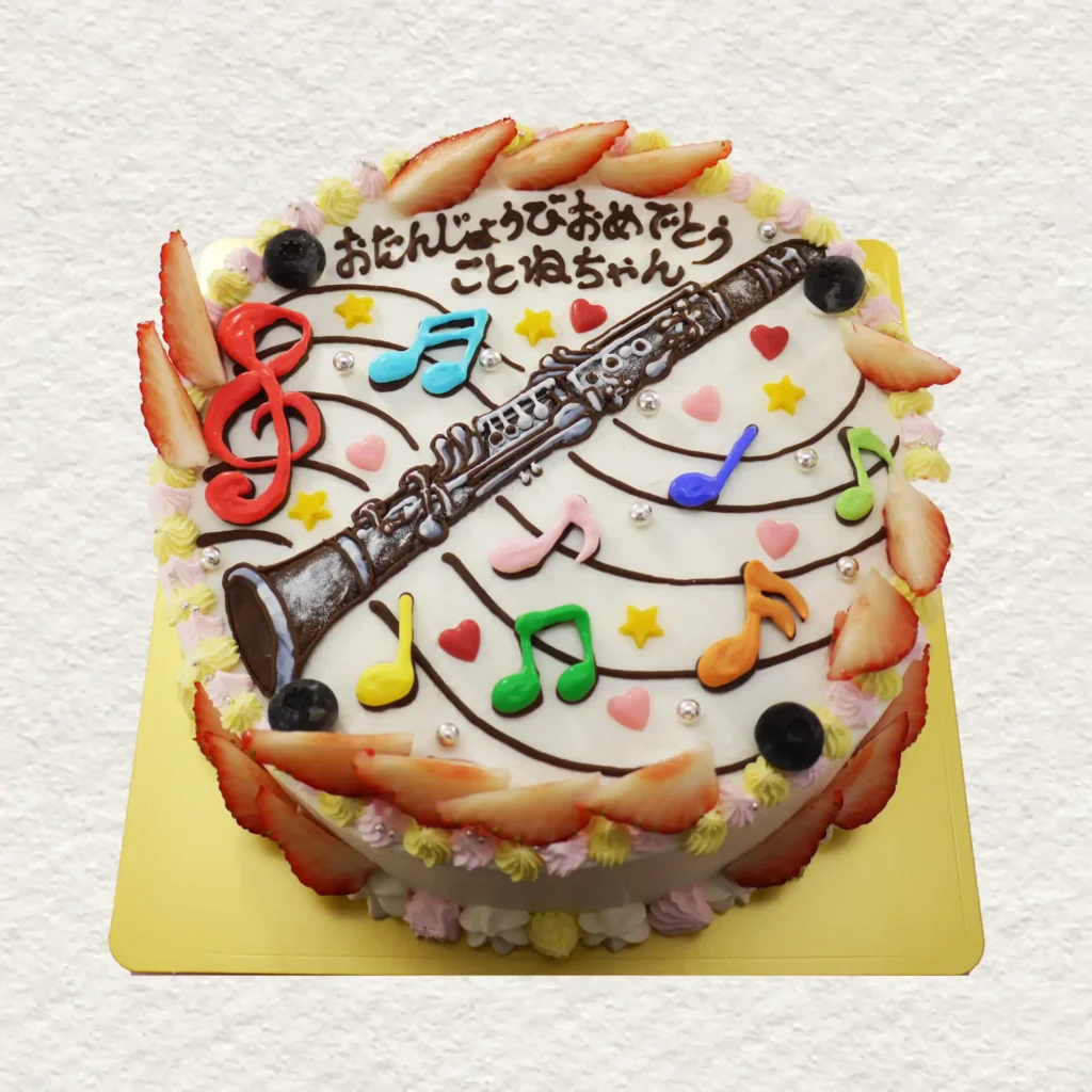 フルートのイラストケーキ