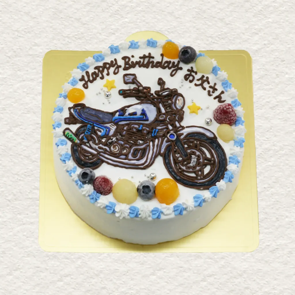 バイクのイラストケーキ