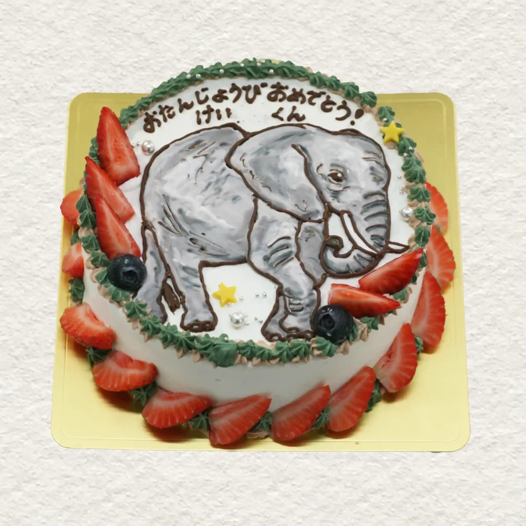 ぞうのイラストケーキ