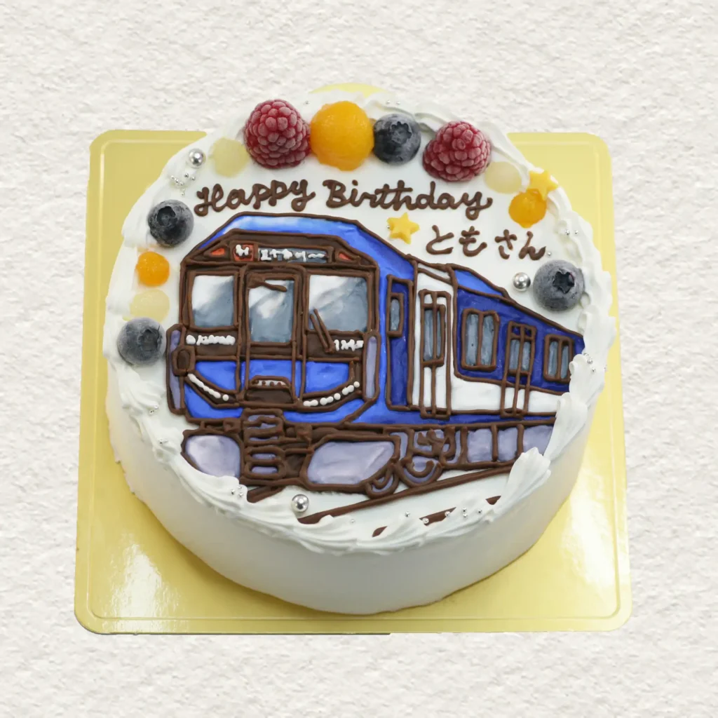 電車のイラストケーキ