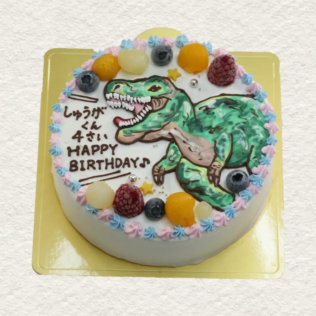 ティラノサウルスのイラストケーキ