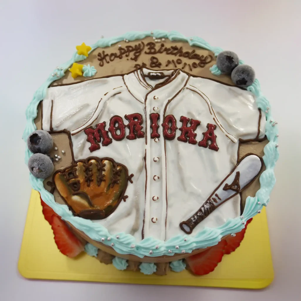 野球のユニフォームのイラストケーキ