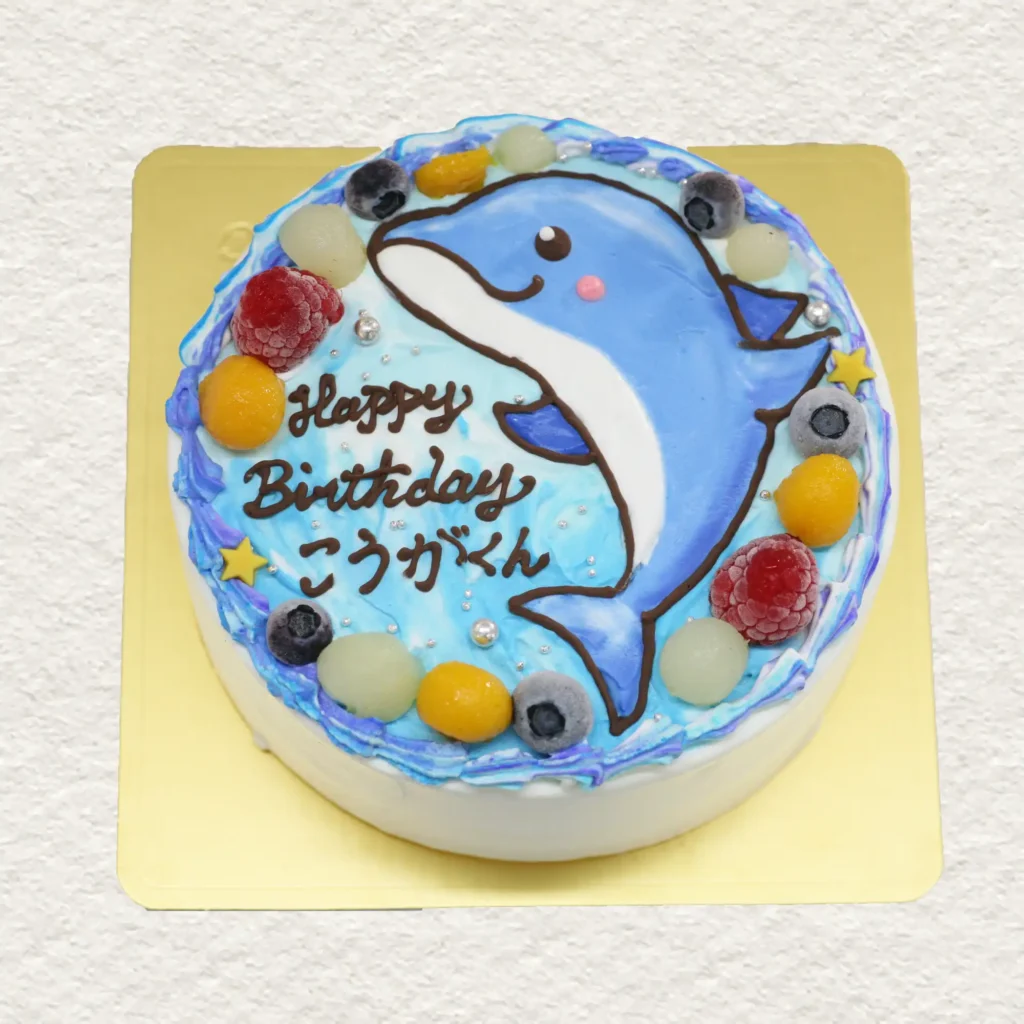 イルカのイラストケーキ