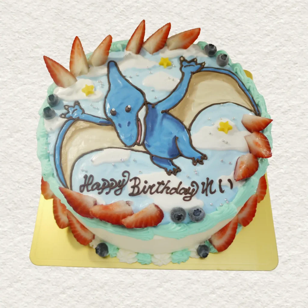 プテラノドンのイラストケーキ