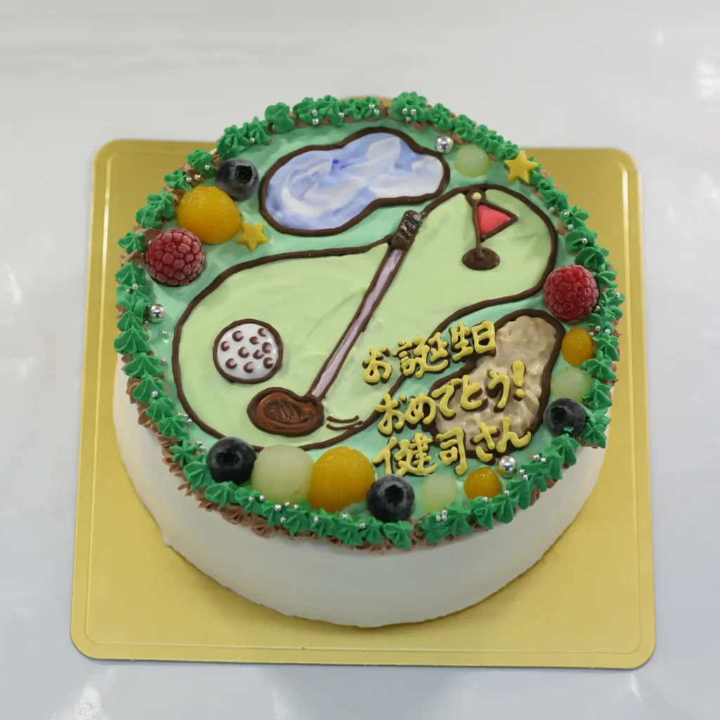 ゴルフコースのイラストケーキ