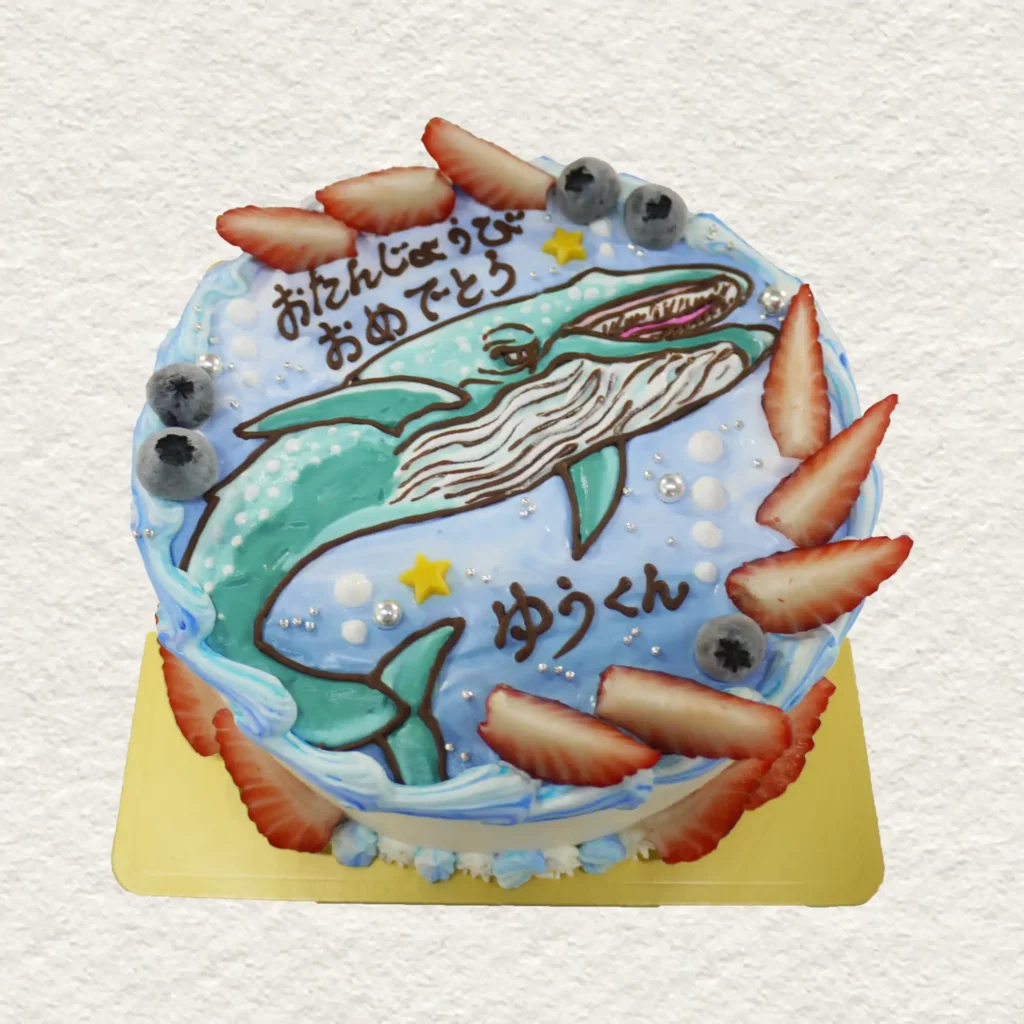 クジラのイラストケーキ
