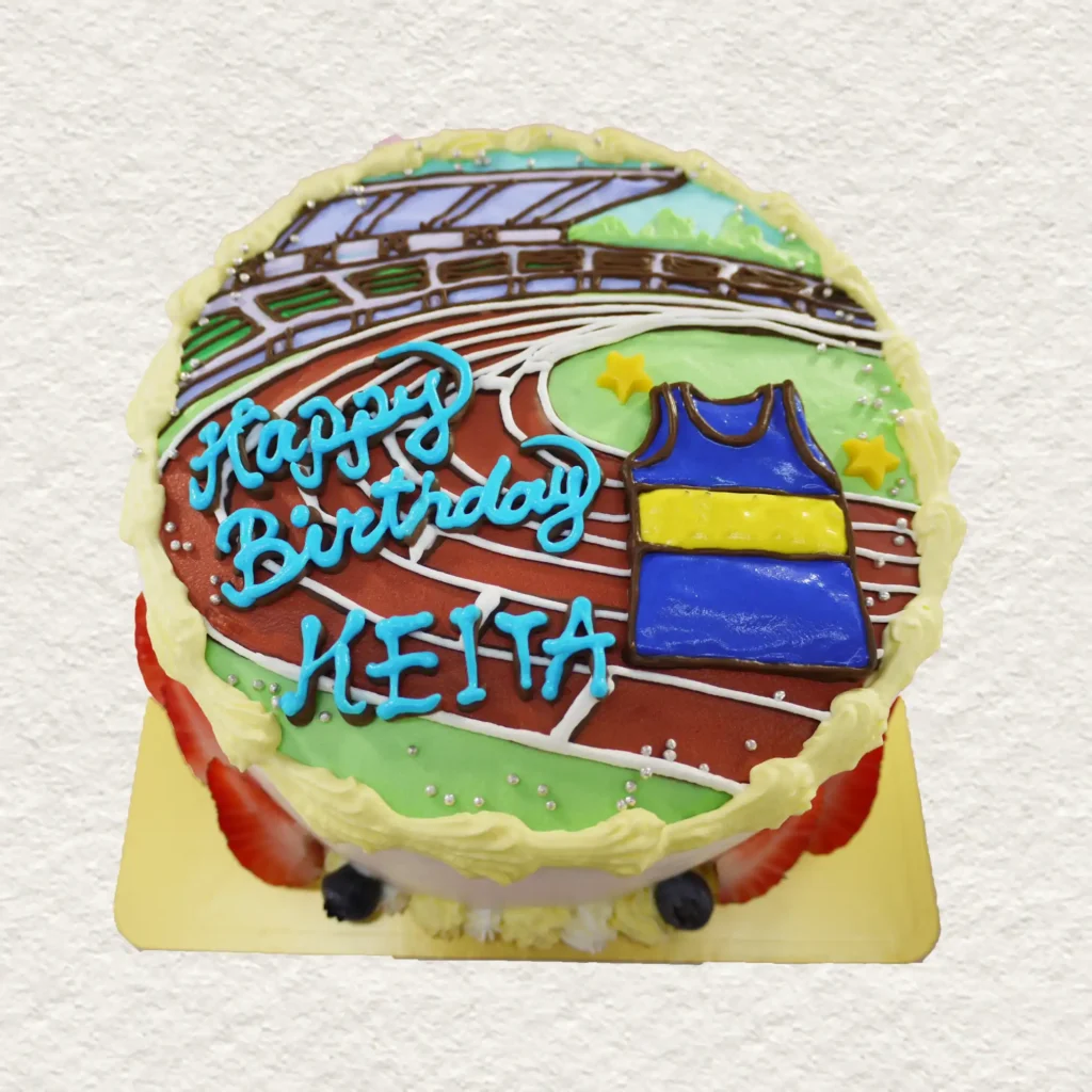 陸上のイラストケーキ