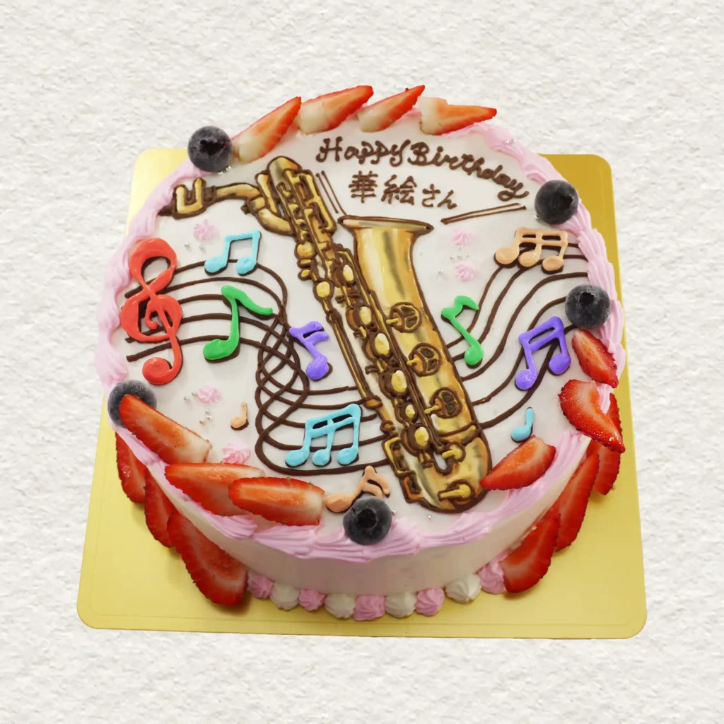 サックスのイラストケーキ
