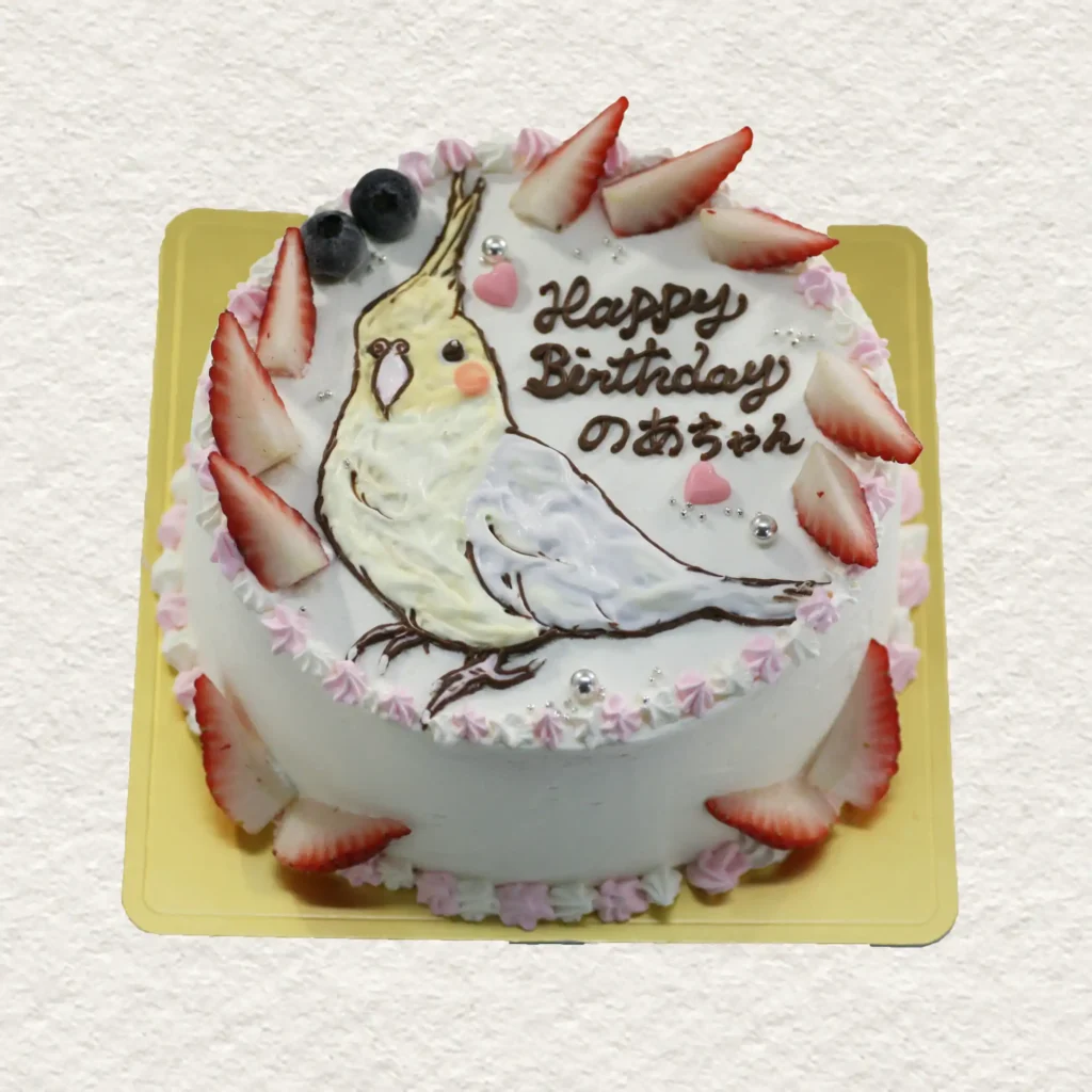 とりのイラストケーキ