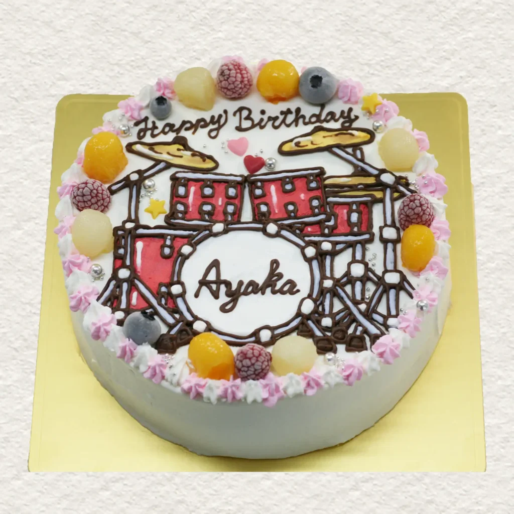 ドラムのイラストケーキ