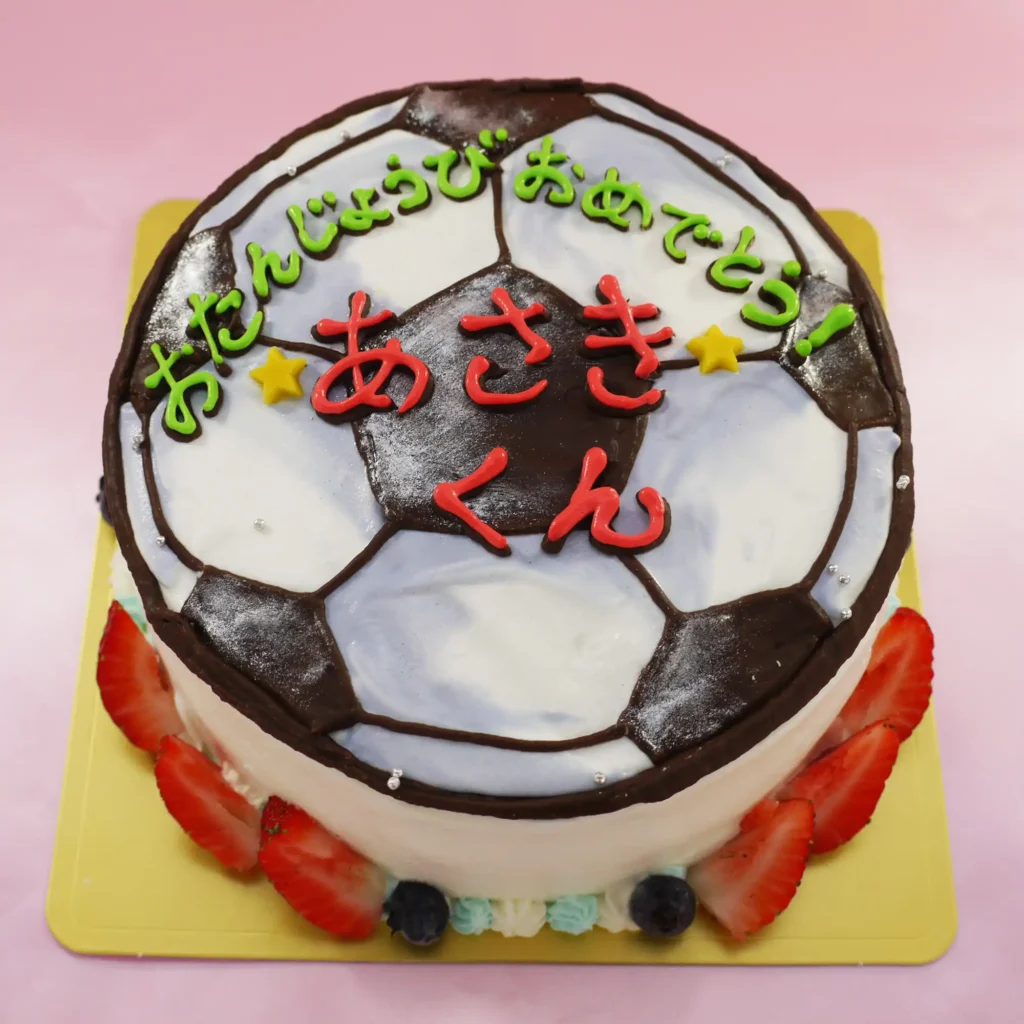 サッカーボールのイラストケーキ